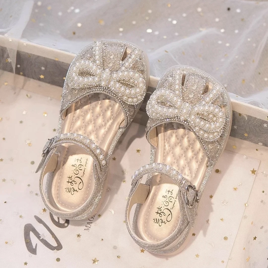 女童时尚凉鞋夏款2024新款儿童宝宝洋气公主单鞋软底小女孩水晶鞋