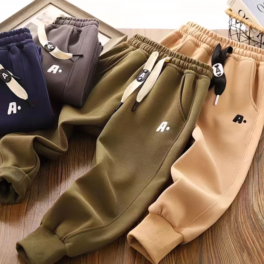 男童秋冬季2025新款加绒中大童奥利绒保暖儿童一体绒运动卫裤