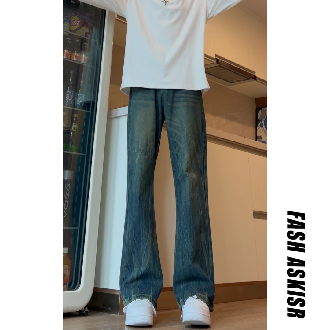 夏季新款百搭休闲感美式牛仔裤外穿高街显瘦男女裤子男生男士