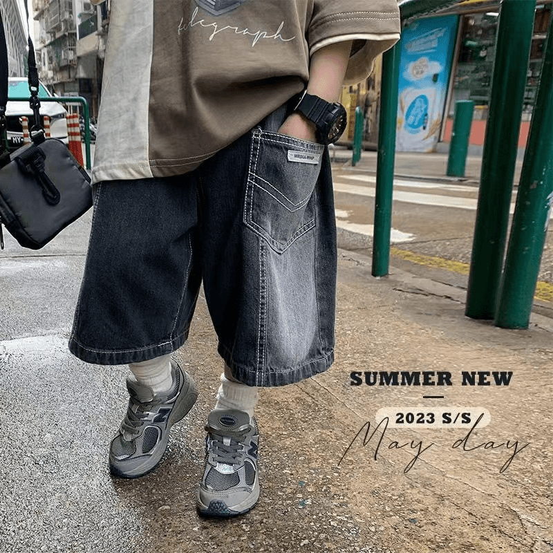 男童牛仔短裤儿童五分裤夏季薄款男孩中裤外穿潮牌男童牛仔短裤潮