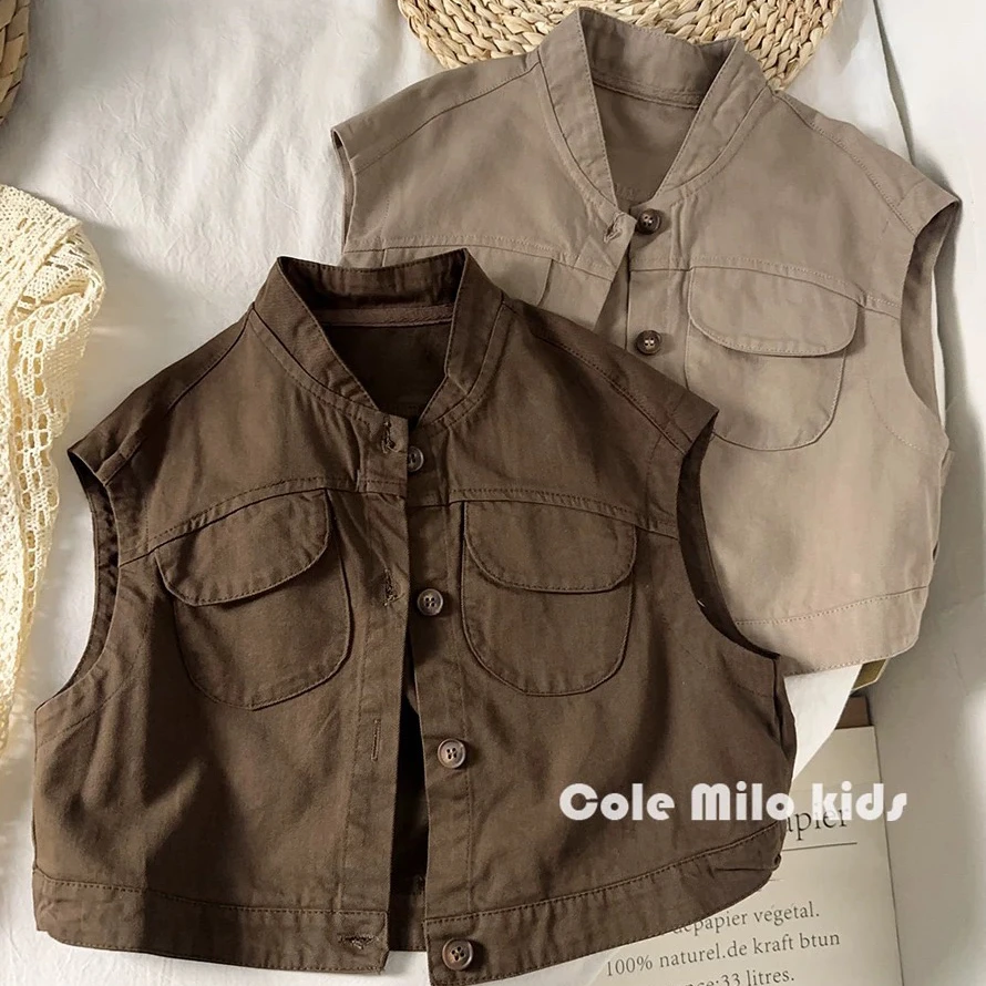 森系儿童马甲外穿男童女童马夹宝宝坎肩背心洋气韩版复古2024春款