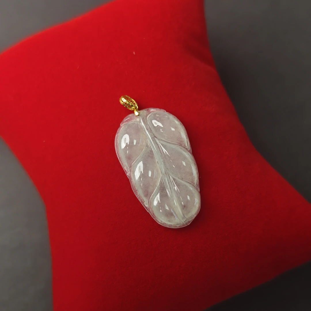 天然缅甸翡翠A货叶子吊坠7