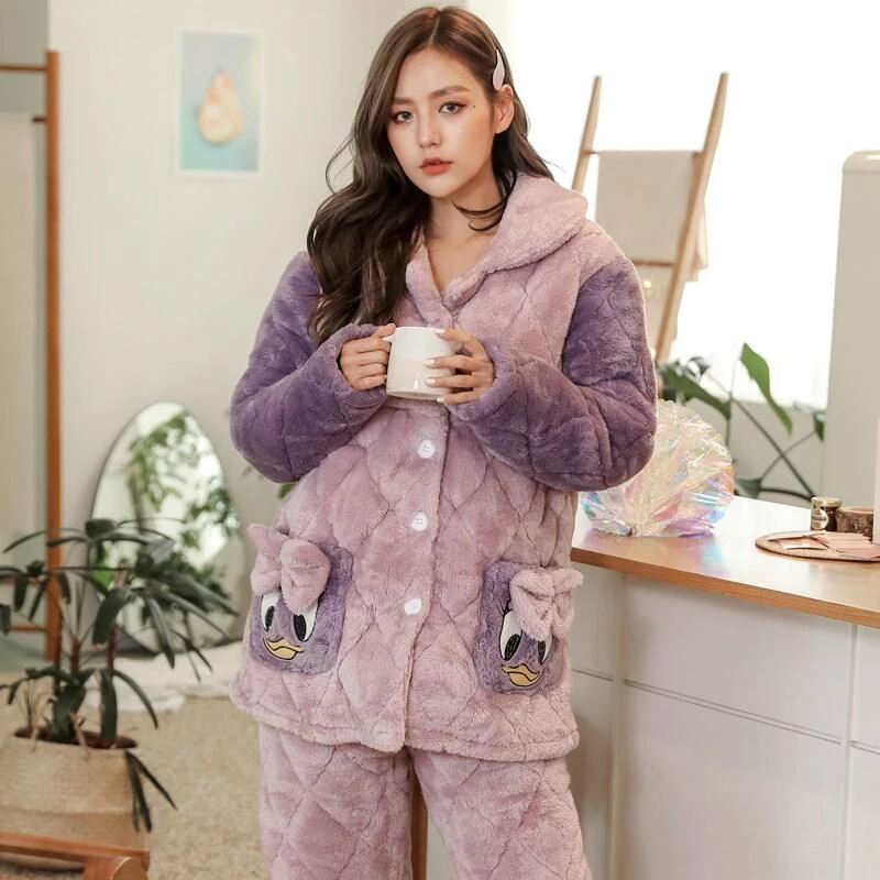 【零下10度-5度】冬季加厚加绒三层夹棉孕妇哺乳期喂奶睡衣