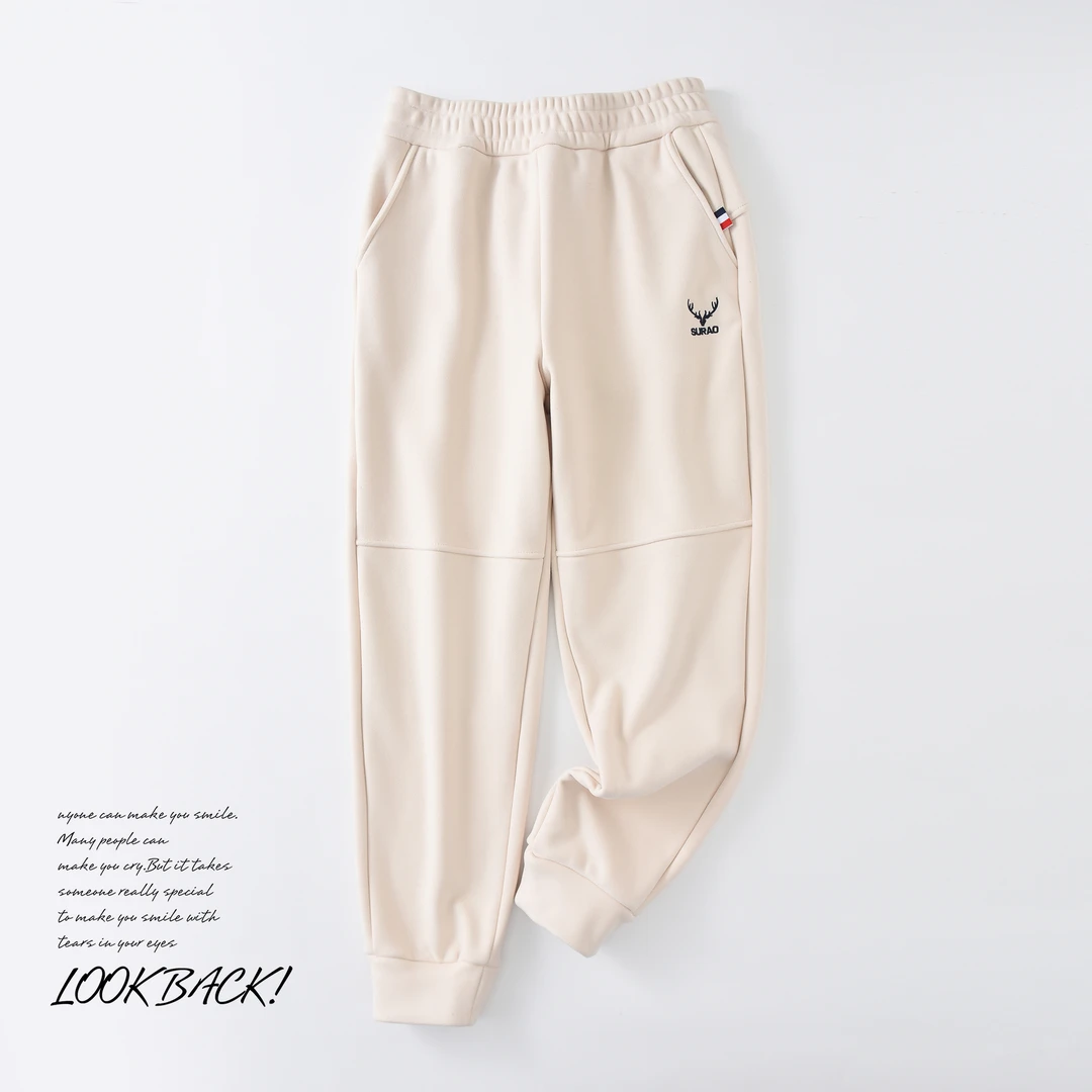 2023冬季新款加绒加厚23022小鹿卫裤石墨烯简约休闲百搭