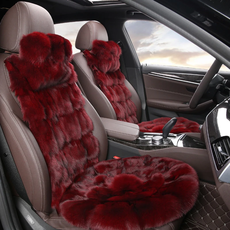 狐狸毛汽车坐垫冬天甄选五座毛绒带靠背柔软舒适皮毛一体冬季保暖