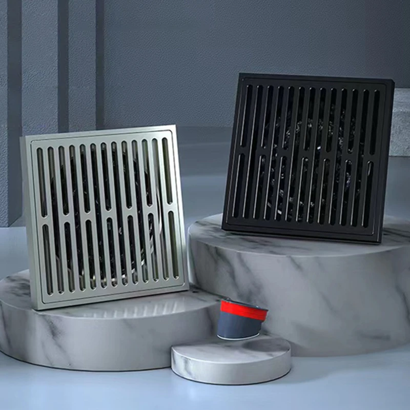 全铜防臭地漏枪灰色大排量淋浴防虫家用洗手间阳台方形铜地漏