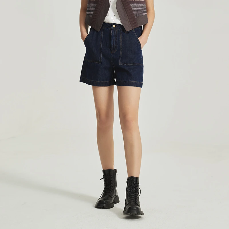《夜幕曲》补丁生活藏蓝色牛仔短裤FK131/232