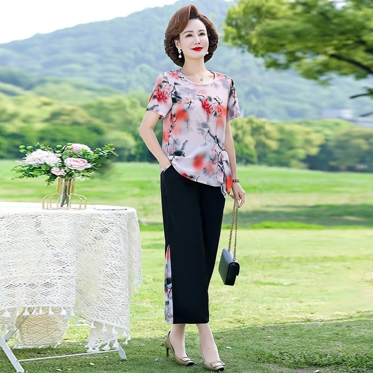 1736现货中老年人夏季女装老人衣服奶奶夏装套装妈妈装新款