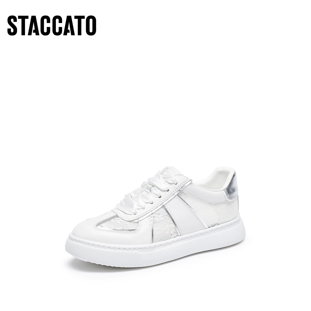 思加图新款时尚小白鞋厚底板鞋休闲鞋透气女单鞋S1083AM3