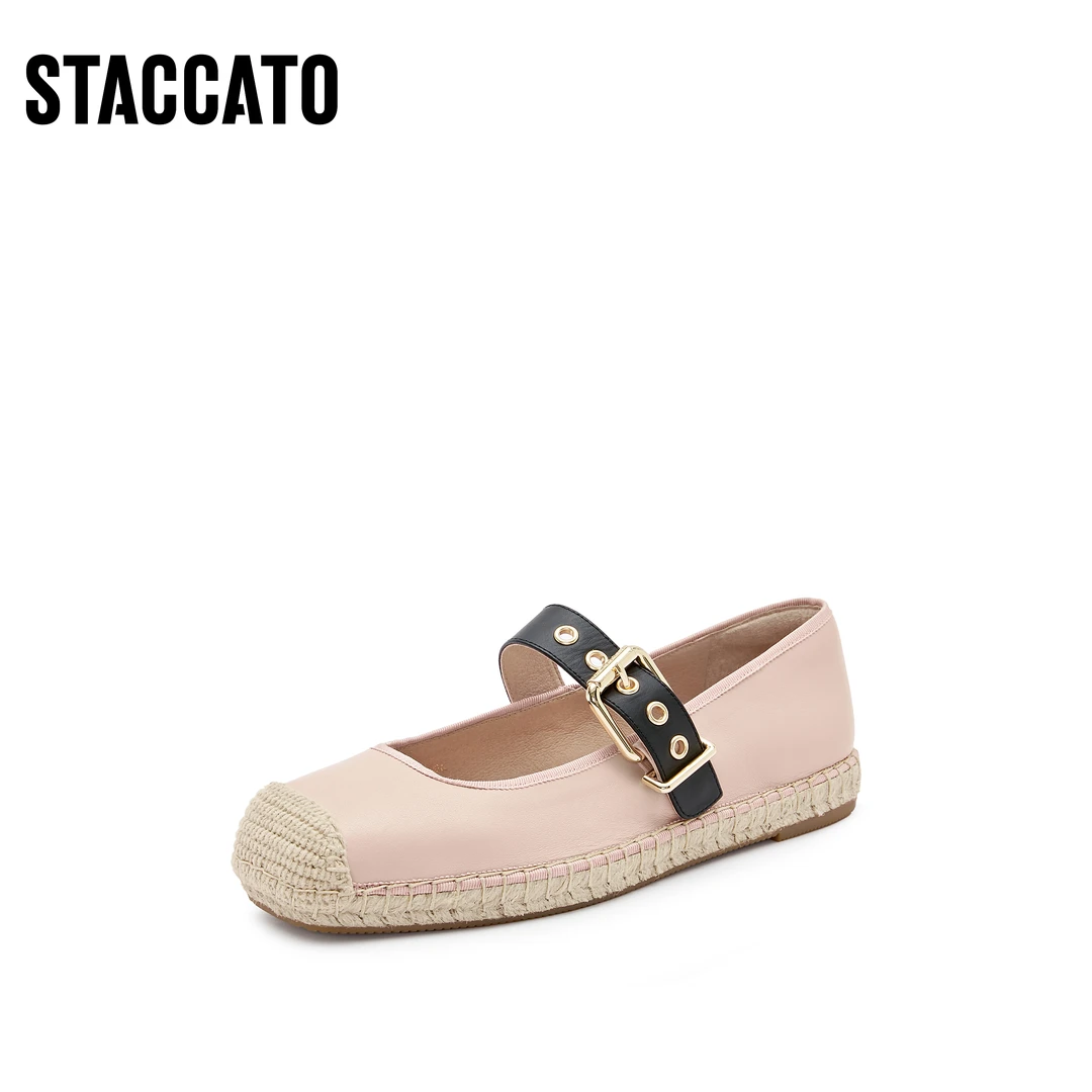 思加图新款尤莱特穿搭法式翻糖大麦渔夫鞋百搭平底单鞋女EVC01AQ4