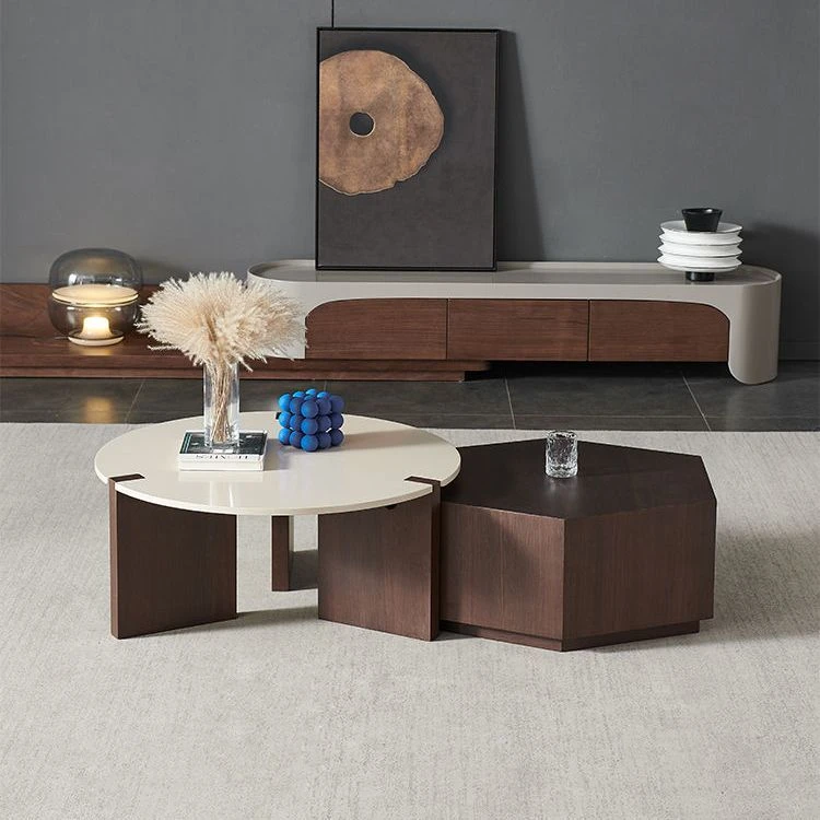 极简实木组合茶几2022新款高端轻奢现代小户型侘寂风设计师桌子