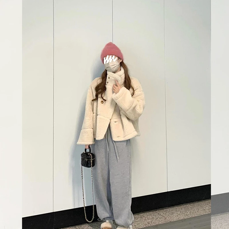 双面穿皮毛一体机车服女冬季设计感小个子复古短款外套加厚