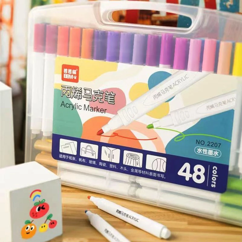芭芭猫丙烯马克笔儿童不透色学生美术专用绘画涂鸦防水手绘diy笔