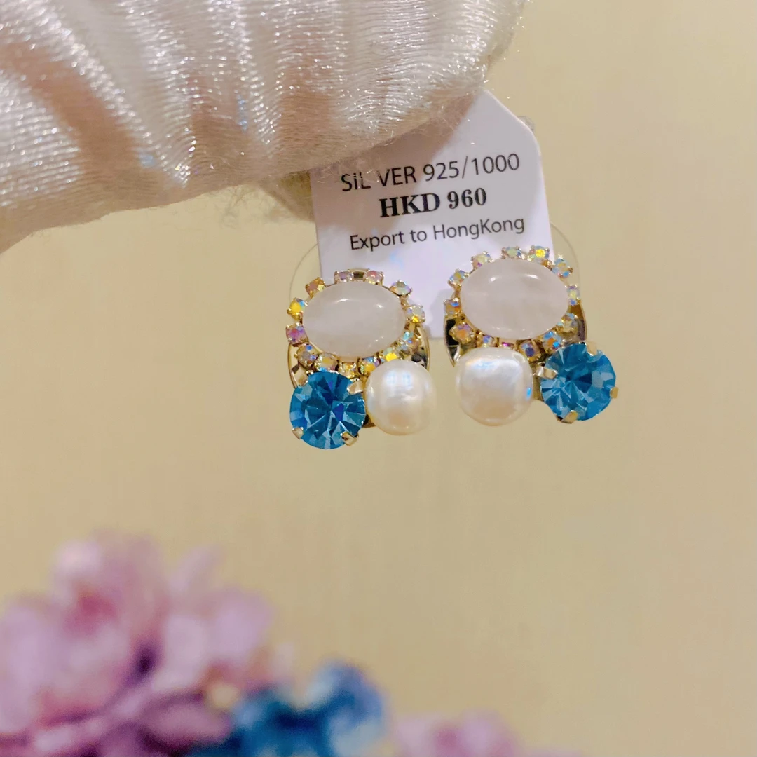 铜合金合成锆石耳饰 进口触感冰凉精致可爱珠珠耳钉1166耳环气质