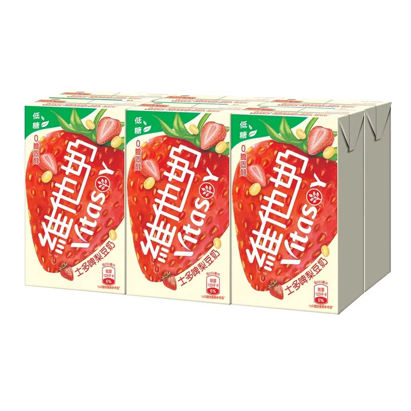 香港VT港版维他士多啤梨豆奶6盒*250ml早餐豆奶真草莓汁低糖清新