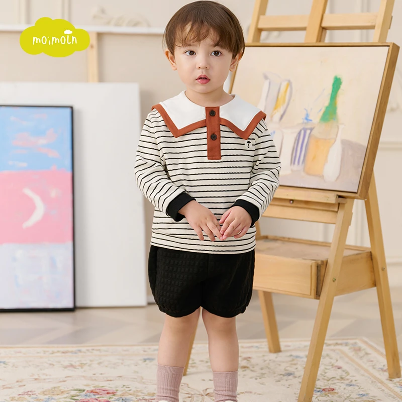 moimoln小云朵童装 秋季新款男童小童高品质时尚韩版长袖两件套装
