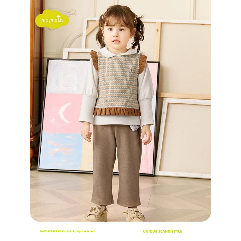 moimoln小云朵童装秋装女童韩版甜美长袖套装 小童时尚洋气两件套