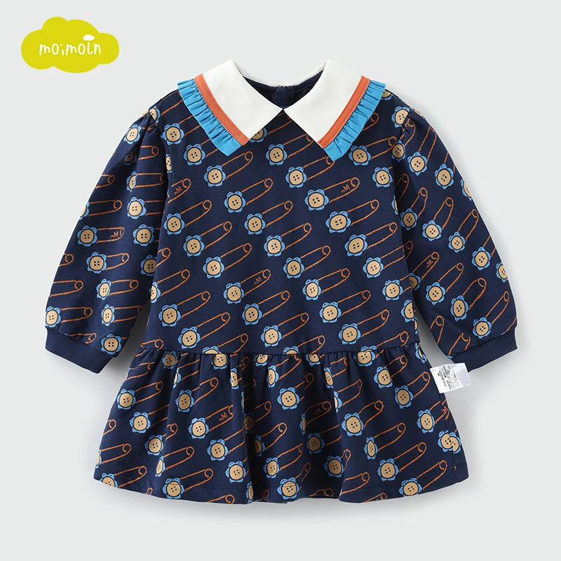 moimoln小云朵童装春秋新款 女童时尚简约风透气舒适品牌连衣裙子