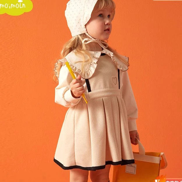moimoln小云朵童装秋季新款女童背心连衣裙女宝宝裙子时尚公主裙