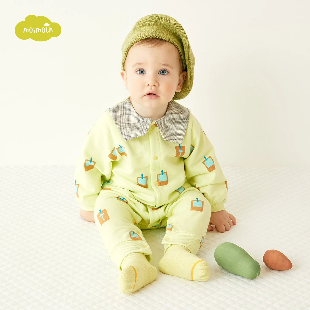 moimoln小云朵童装春秋新款 儿童连身衣款新生儿休闲卡通爬服哈衣