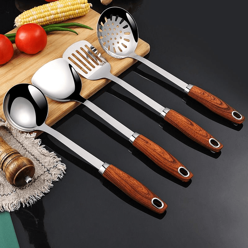 不锈钢锅铲炒菜铲子加厚加长厨房用特厚家用实木煎铲汤勺漏勺厨具