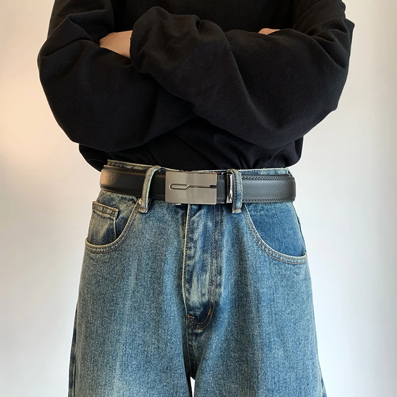 自动扣男士真皮腰带新款无牙内扣式懒人高档皮带商务牛仔裤带礼物