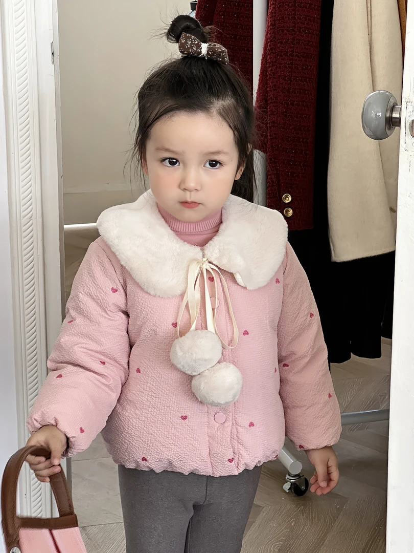 2024冬款新国标90白鸭羽绒服保暖儿童碎花连帽加厚羽绒服C3W5130