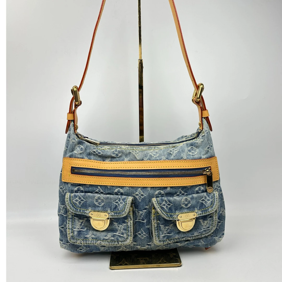 95新 LouisVuitton/路易威登 LV蓝色牛仔丹宁baggy小号腋下单肩包