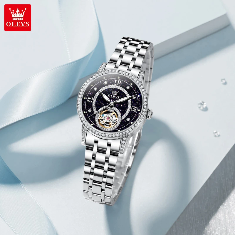 瑞士注册品牌欧利时秋季新款女手表小众个性镶钻全自动机械女表