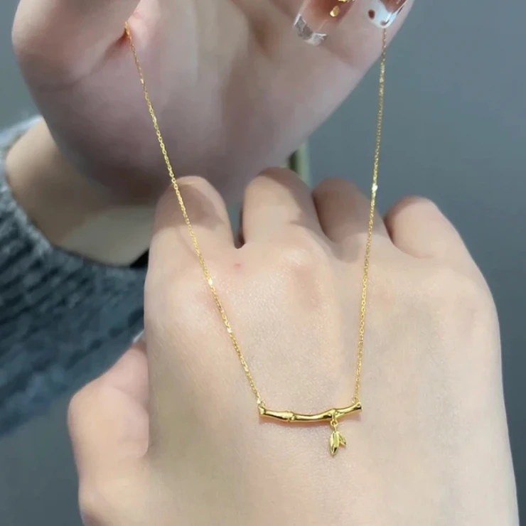 钛钢项链 2024新款百搭节节高升项链女时尚气质简约素款竹节坠链