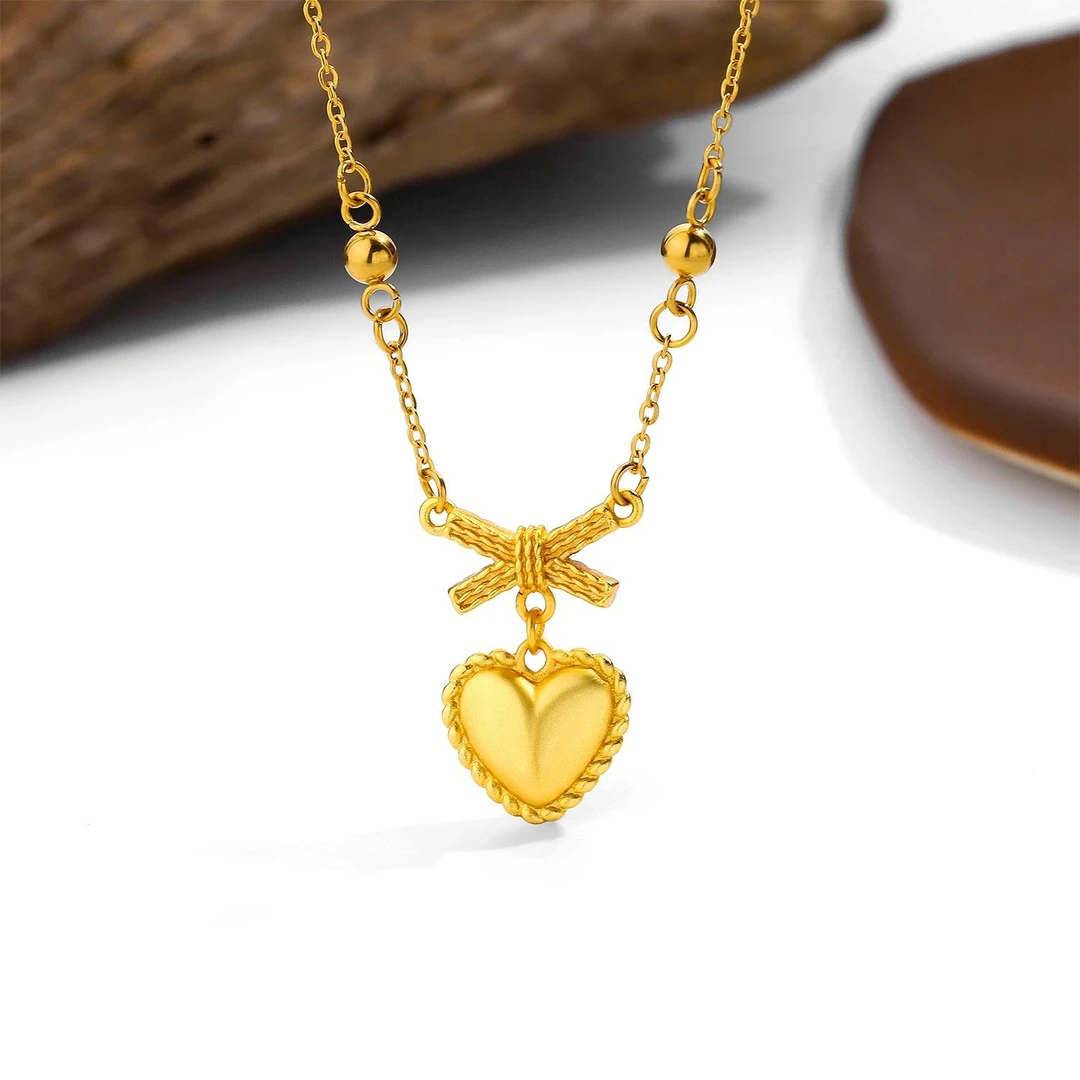 铜合金项链 在逃公主蝴蝶结爱心项链女时尚新中式小众百搭锁骨链