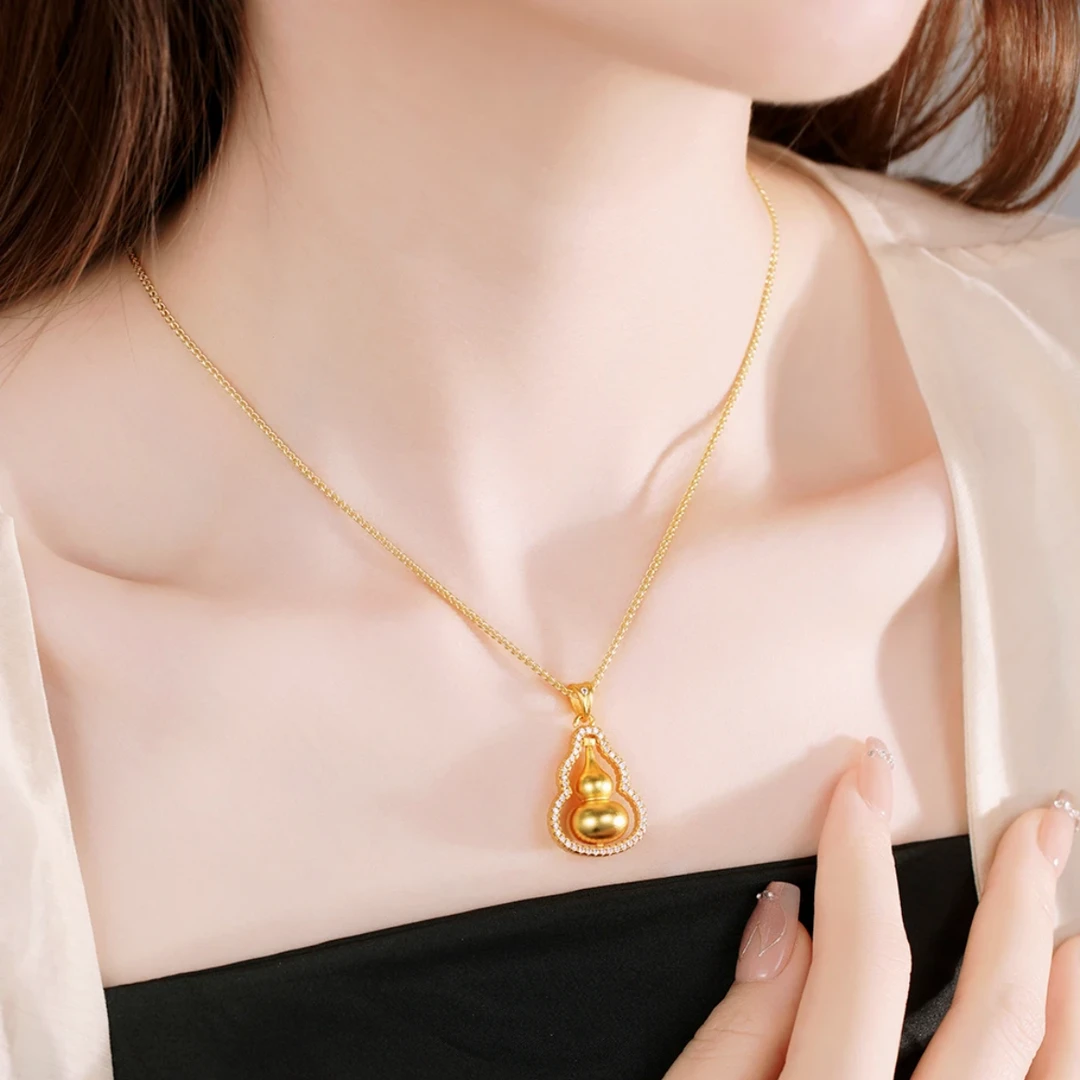 铜合金项链 不掉色国风时来运转葫芦气质项链女士金色时尚ins百搭