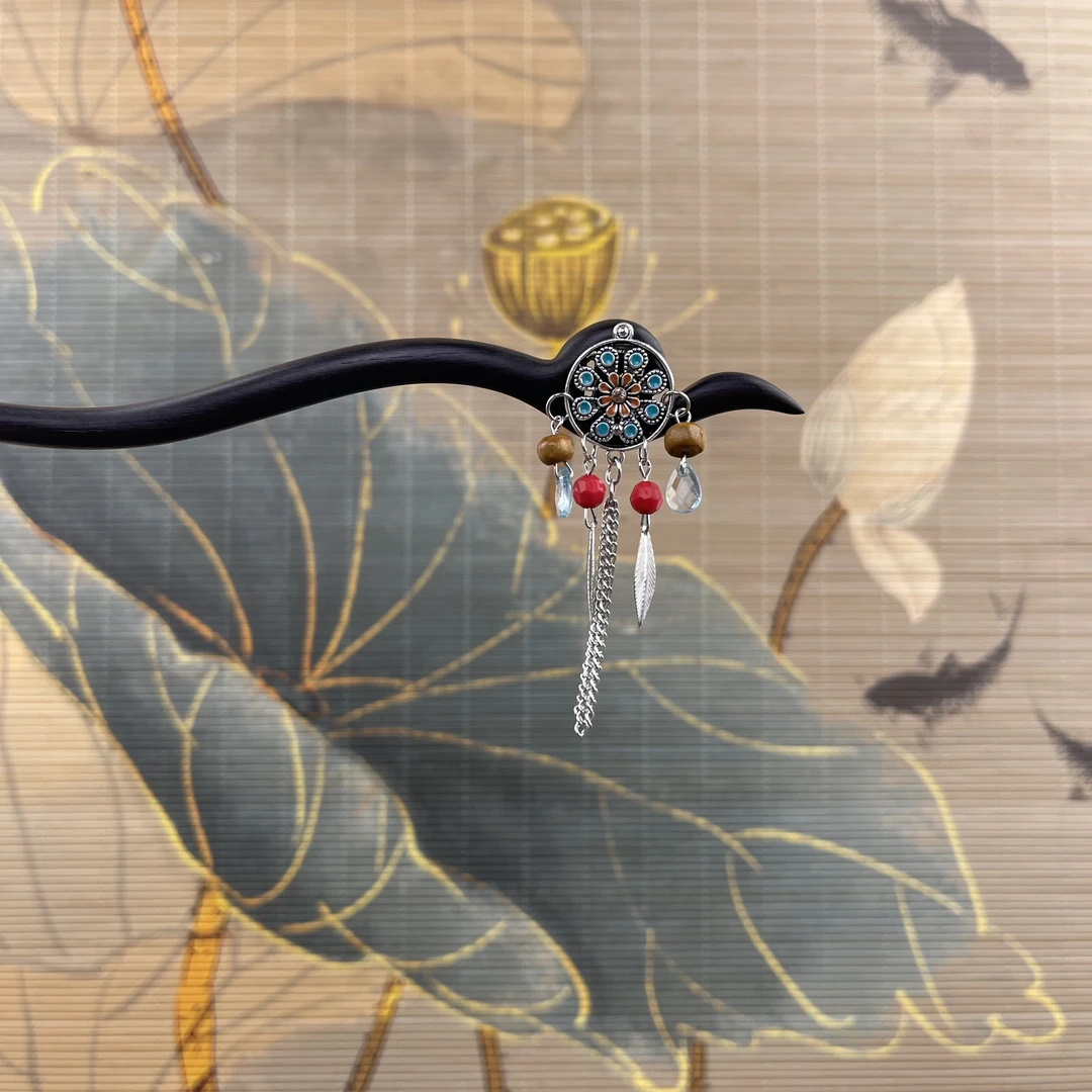 J113捕梦网发簪气质手工头饰发饰中式纯手工国风簪子百搭时尚发簪