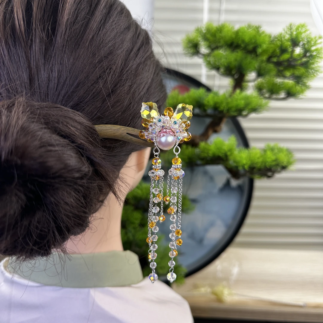 X769芬达刀马旦新中式发簪旗袍头饰发饰复古国风古风发簪手工轻奢