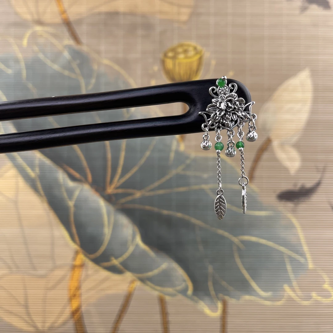 J84简约双钗发簪气质手工发饰中式纯手工国风簪子百搭时尚木发簪