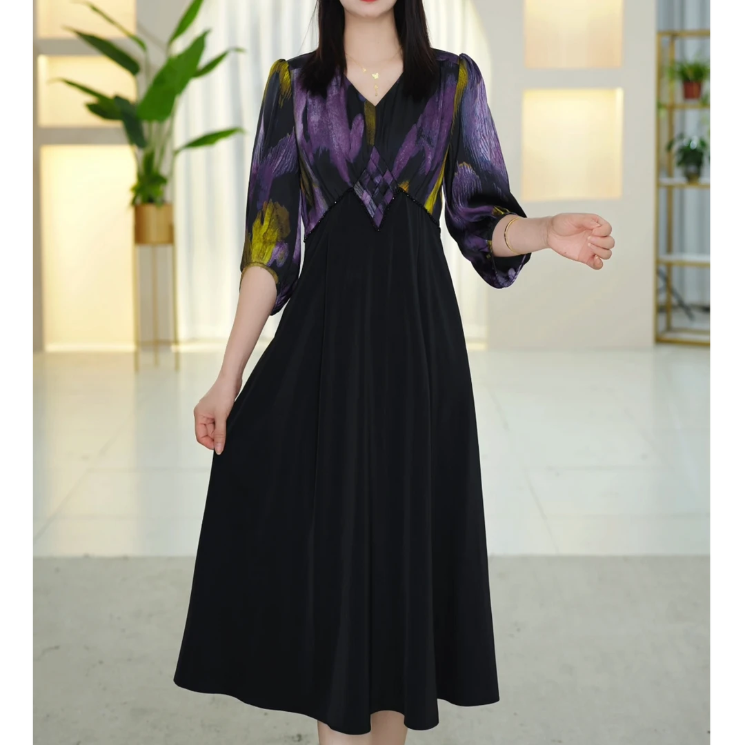 Y8009【清货不补差价】裙时尚气质拼接洋气收腰显瘦中长款裙子