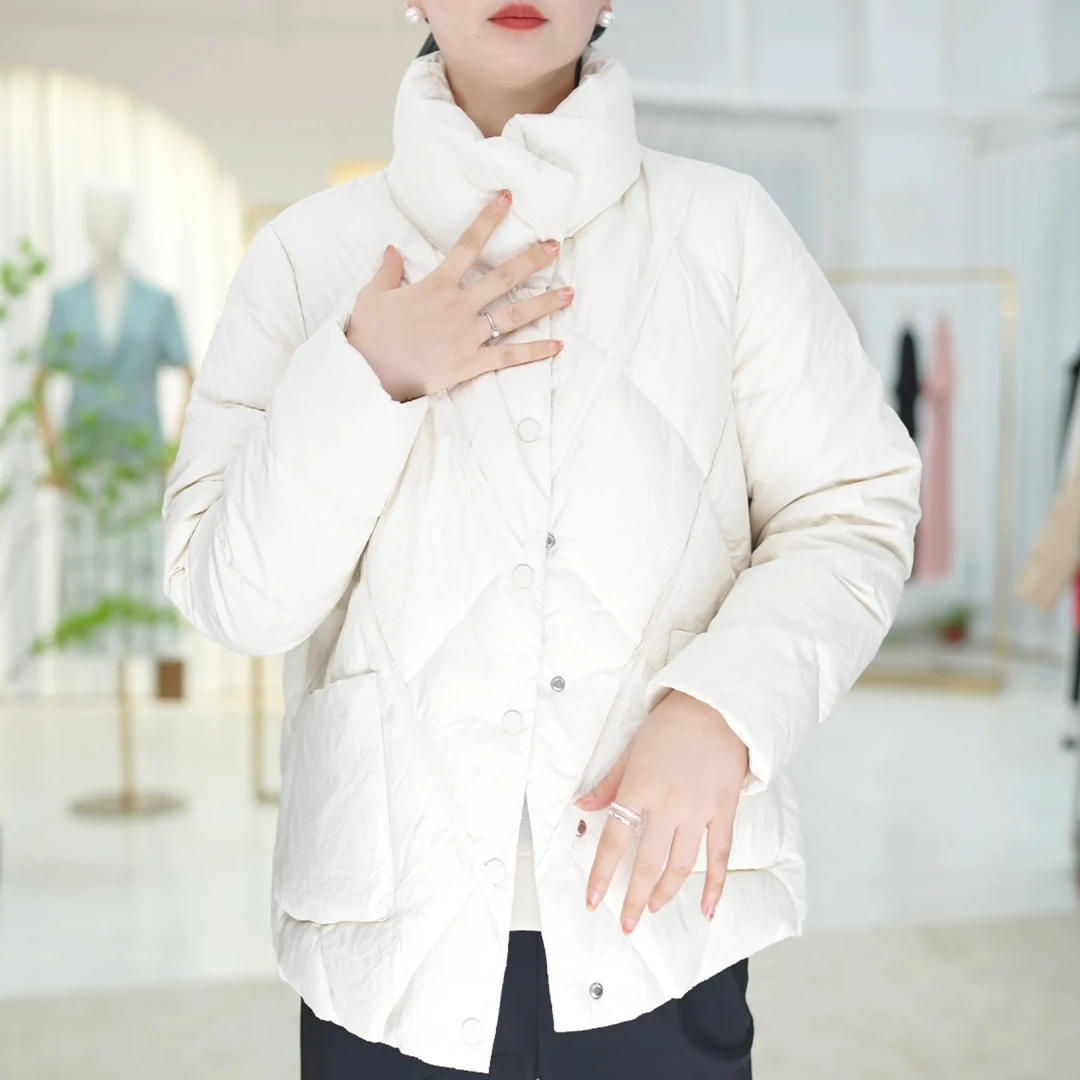 S3005百搭简约显瘦女士白鸭绒短款冬季白鸭绒羽绒服气质秋冬保暖