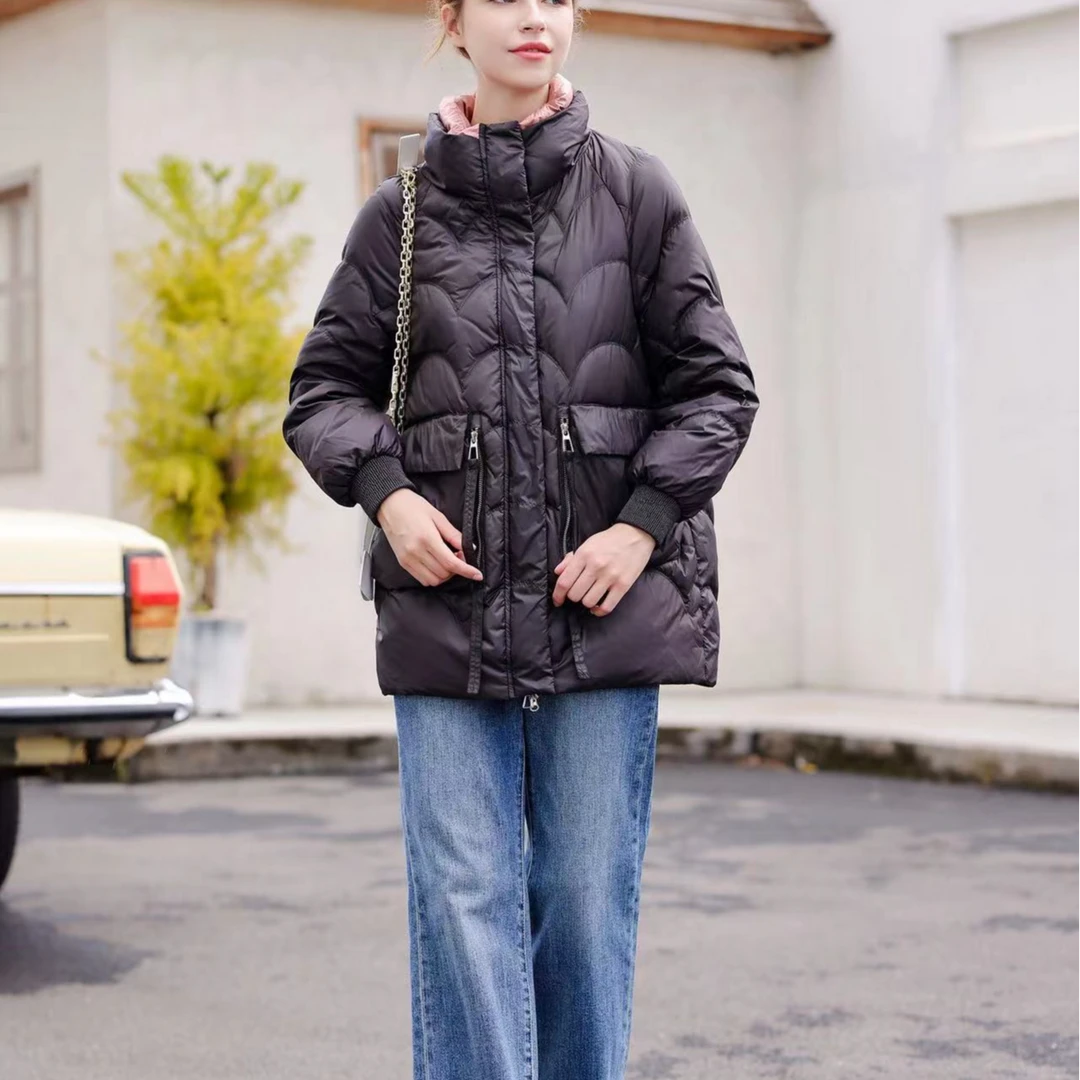 S3511 【英姐专属】显瘦女士潮流白鸭绒中长羽绒服秋冬保暖