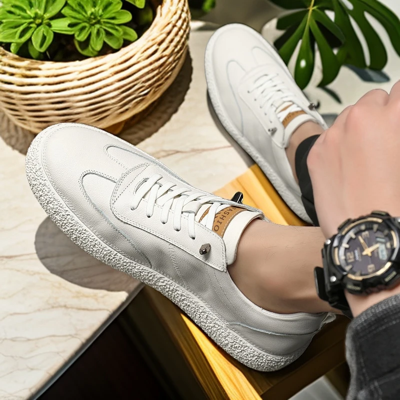 23001头层牛皮小白鞋男春夏季新款真皮休闲鞋板鞋好穿百搭潮鞋