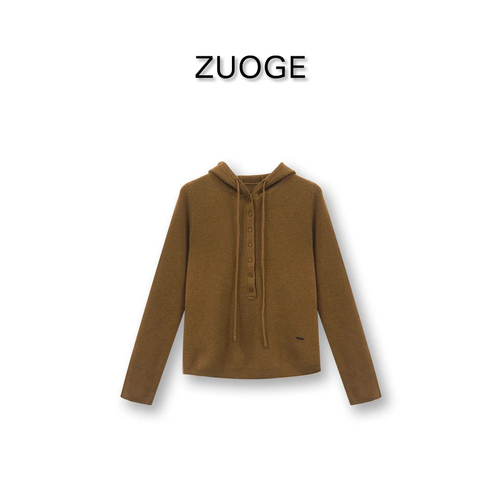 极简风羊毛帽衫设计感连帽针织上衣