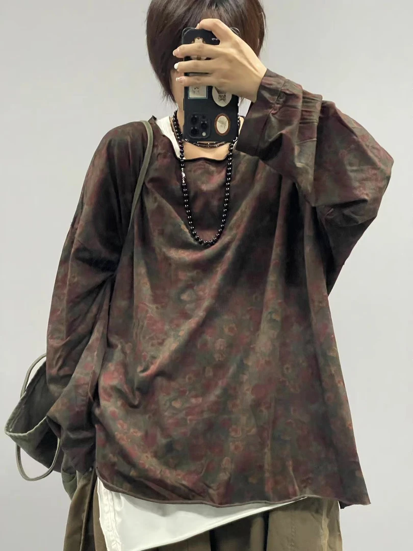 T060秋冬新款花花长袖T恤