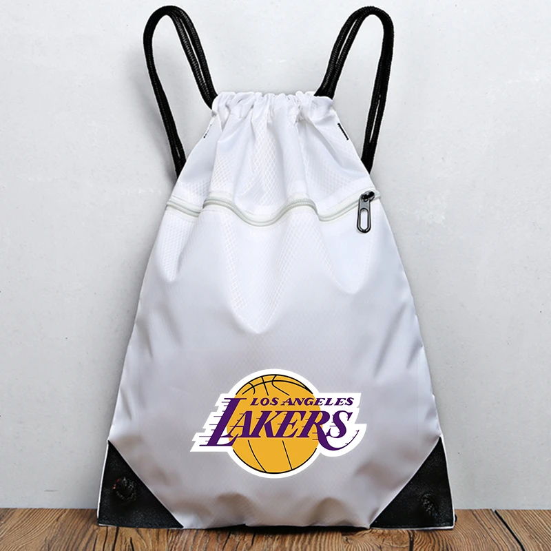 运动牛津布束口袋双肩包大容量拉抽绳运动篮足球背包袋Lakers球袋