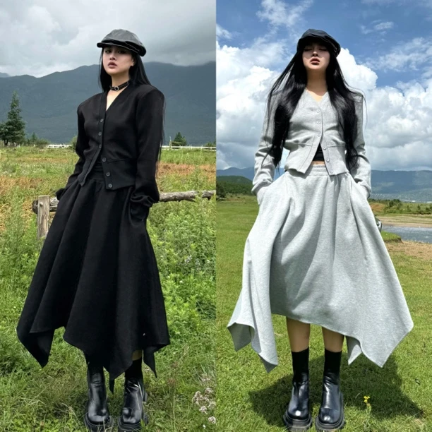 Blackgirl新款【穿衣自由】 早秋高级感收腰显瘦显高极简风休闲套装