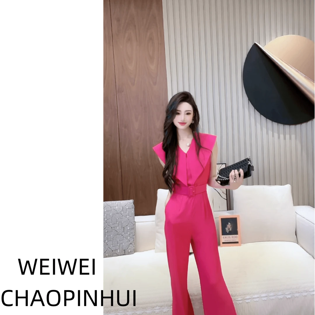 意模【薇薇高端欧货】夏季款气质高级感披肩砍袖连体长裤 60562496