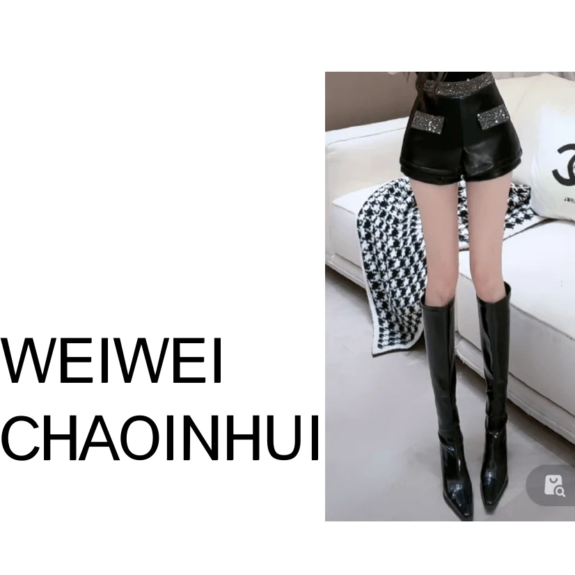 意模【薇薇高端欧货】秋冬季气质时尚重工烫钻高腰短裤 31161681