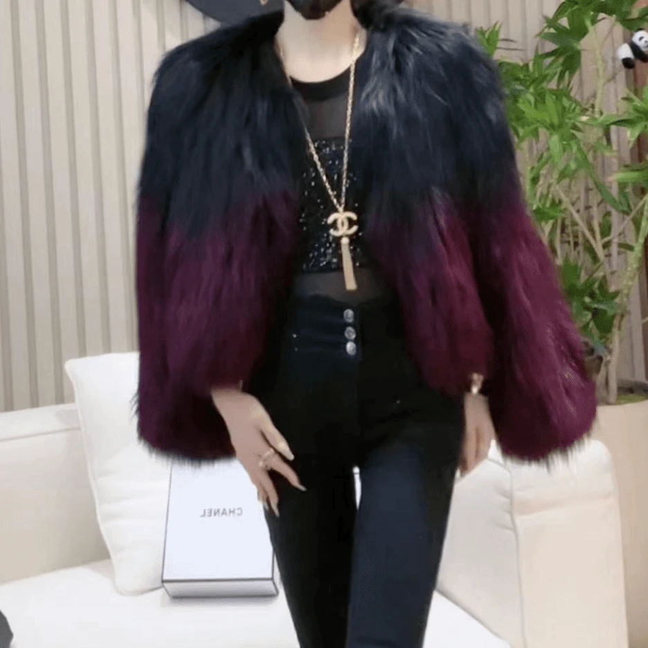 意模【薇薇高端欧货】冬季浪漫莓屋洋气渐变色潮牌女装-30950783