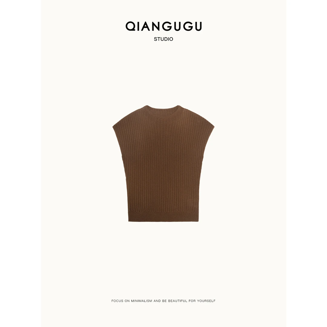 钱谷谷 简约百搭高级感小飞袖纯色修身打底毛衣针织衫 Q24030710