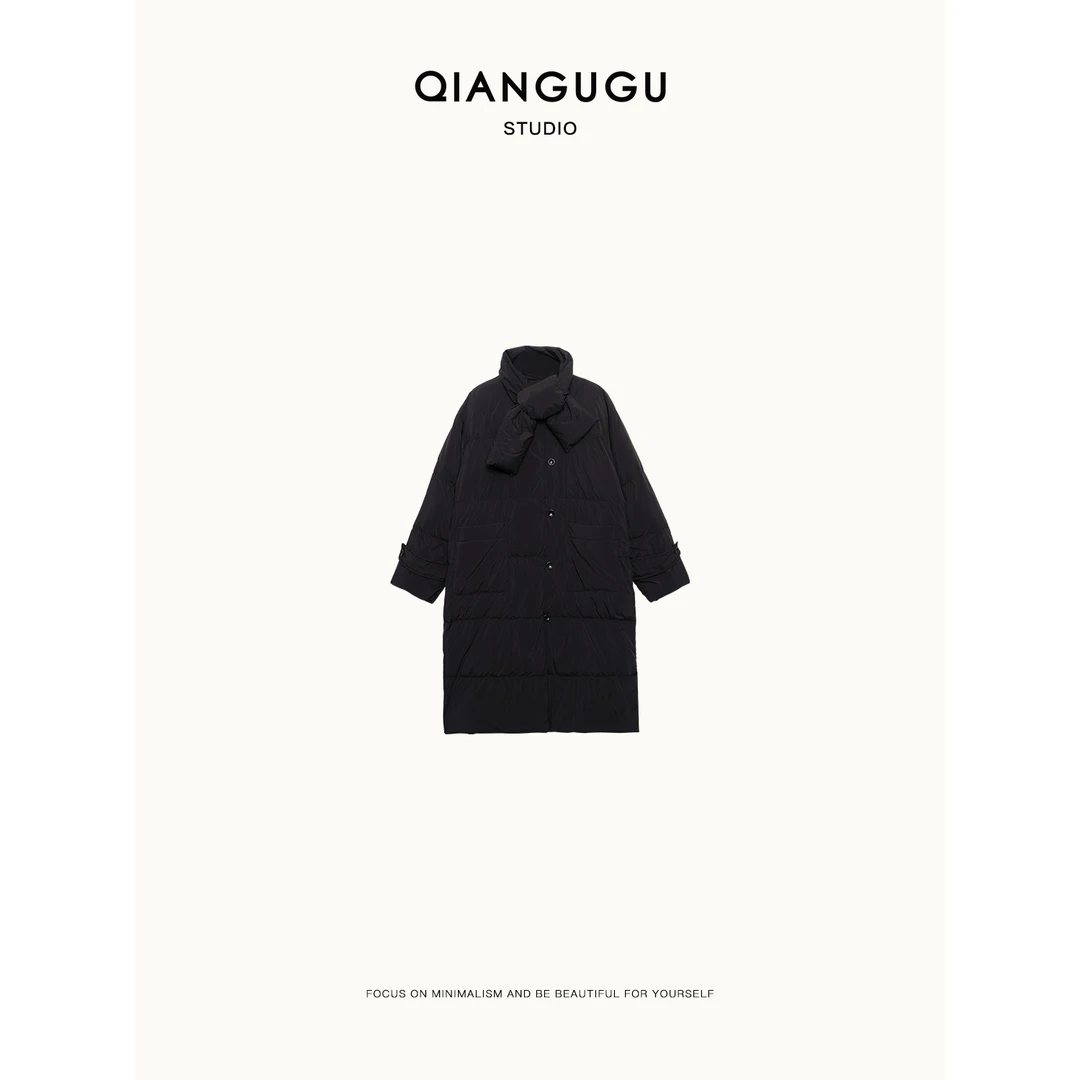 钱谷谷 围脖一体式包裹感简约高级秋冬保暖羽绒外套 Q24031102