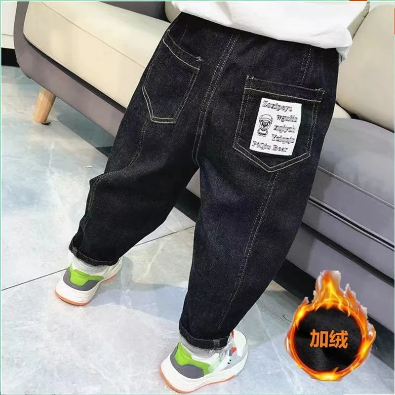 【小扬哥推荐】男童牛仔裤冬季加绒一体婴儿绒新款韩版中小童老爹