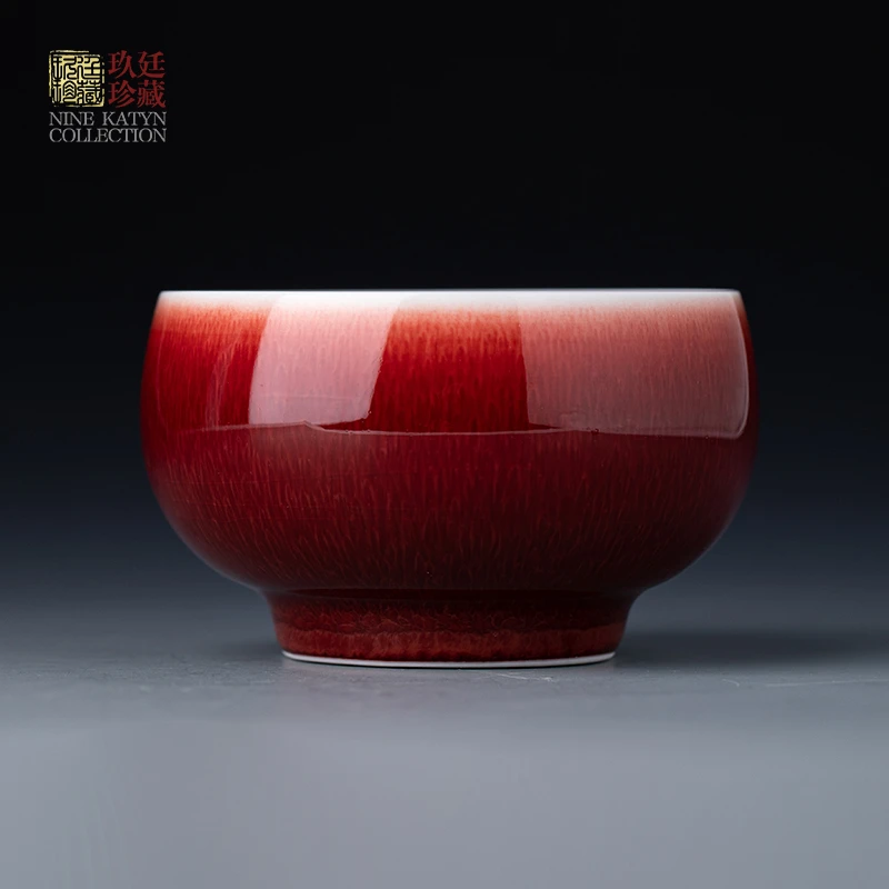 景德镇郎窑红大号纯手工主人杯单杯功夫专用茶具高档陶瓷品茗杯